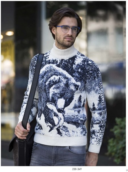 Pulltonic мужской свитер с медведем Турция Пуллтоник свитера с животными оптом в Шерсть ягненка 